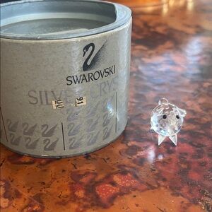 Vintage 80s Swarovski Clear Crystal Pig Figurine